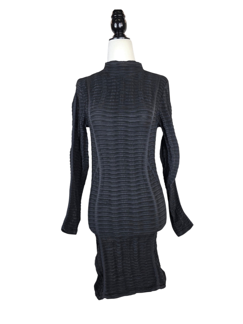 Wolford Charcoal Textured Long Sleeve Knit Dress mock neck